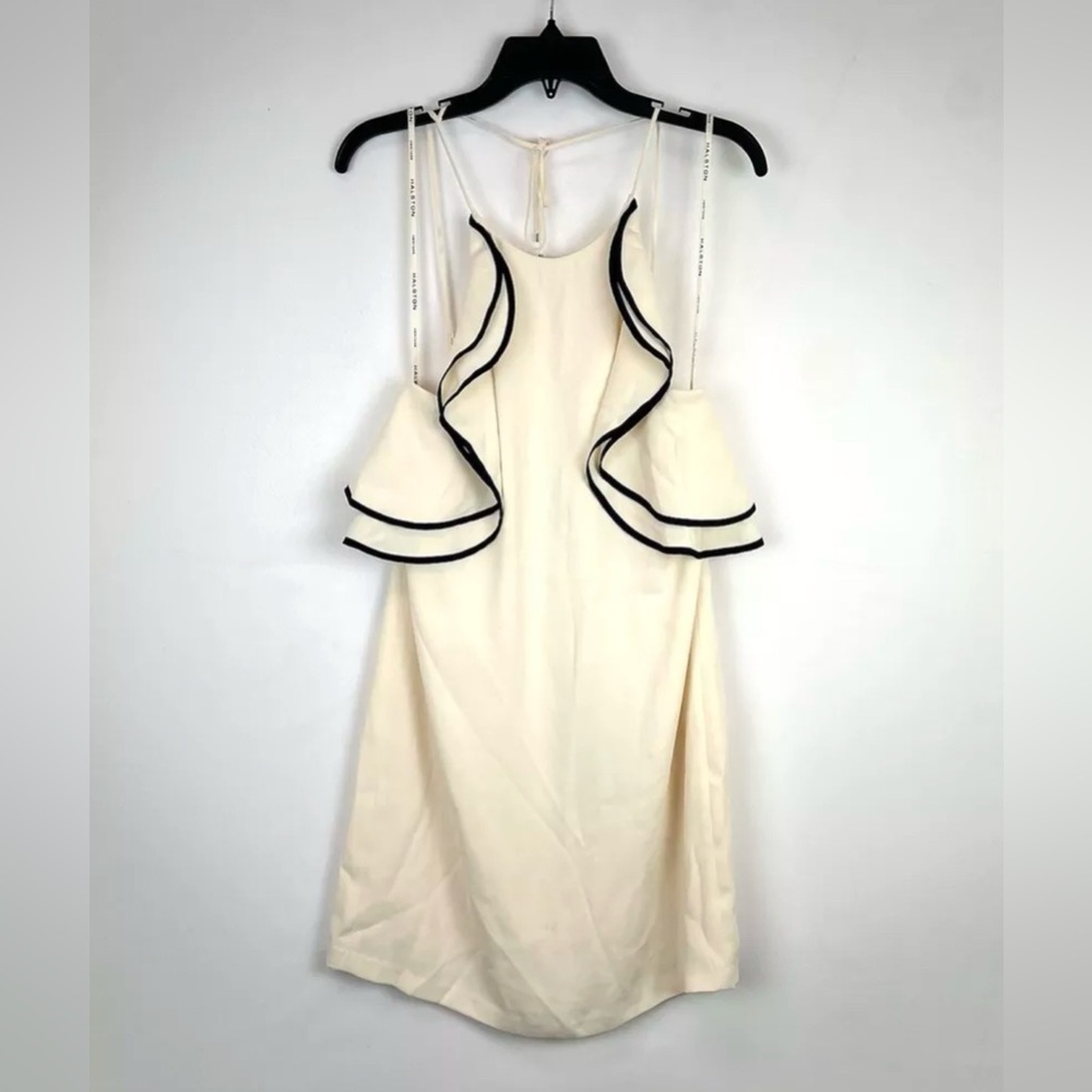 Halston Women’s Cream Halter Knee Length Dress Size 8